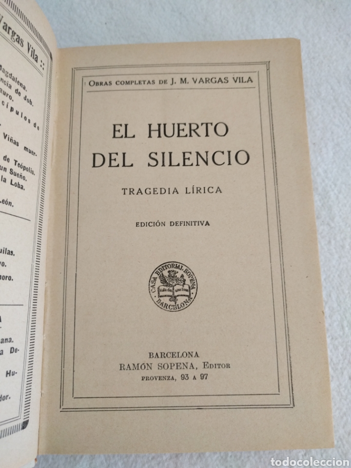 Libros de segunda mano: El huerto del silencio. Obras completas de Vargas Vila. - Foto 4