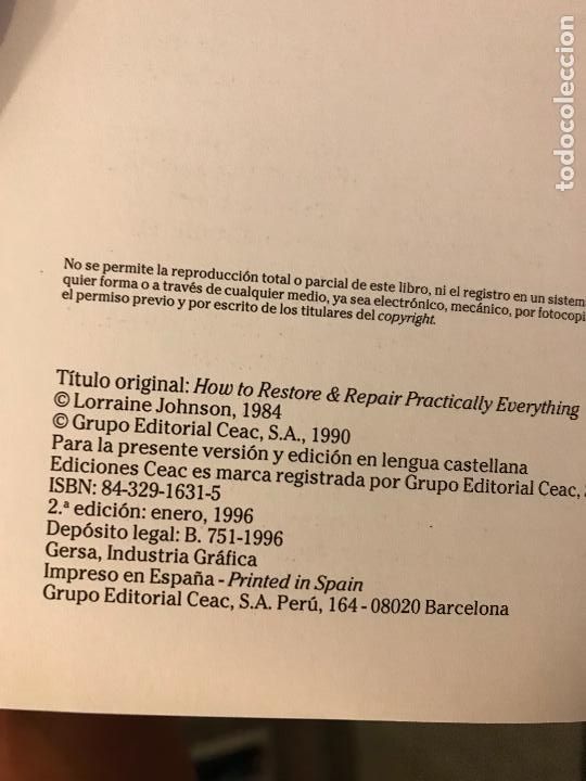Libros de segunda mano: C&oacute;mo restaurar y reparar casi todo. Lorraine Johnson - Foto 4