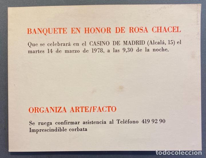 Libros de segunda mano: Invitaci&oacute;n para Banquete en Honor de Rosa Chacel - Foto 1