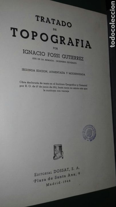 Libros de segunda mano: I. FOSSI: TRATADO DE TOPOGRAFIA. DOSSAT, 1944 - Foto 2