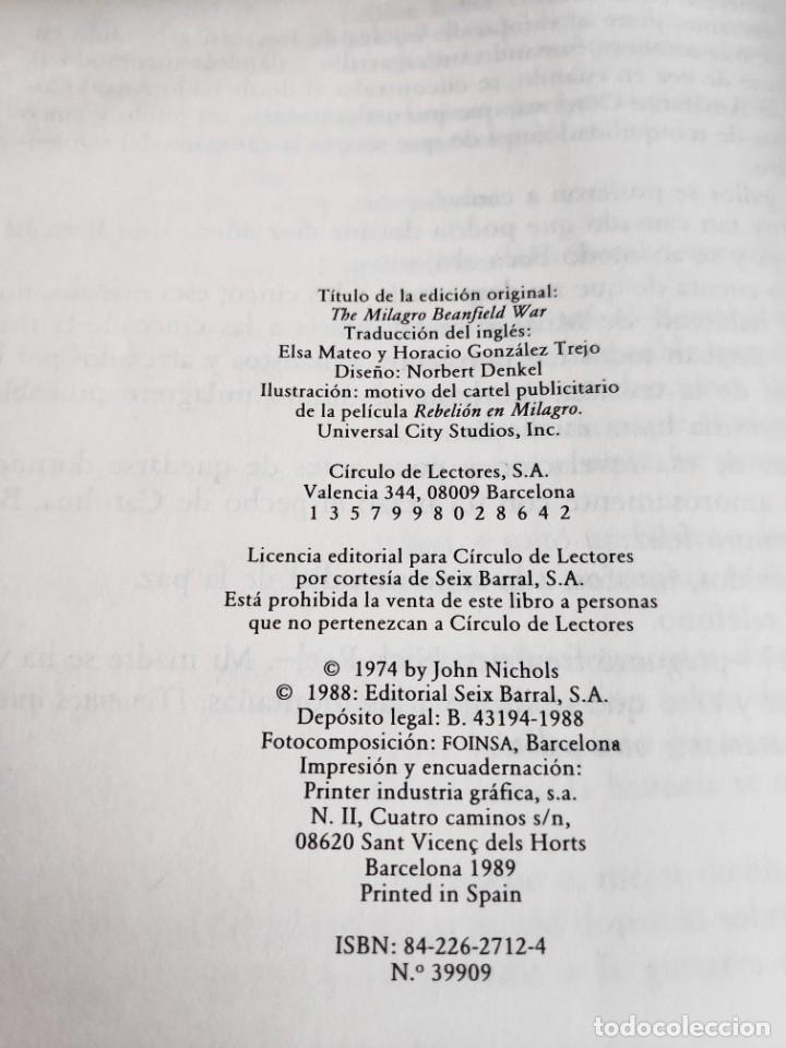 Libros de segunda mano: Rebeli&oacute;n en milagro, John Nichols, Circulo de Lectores - Foto 7