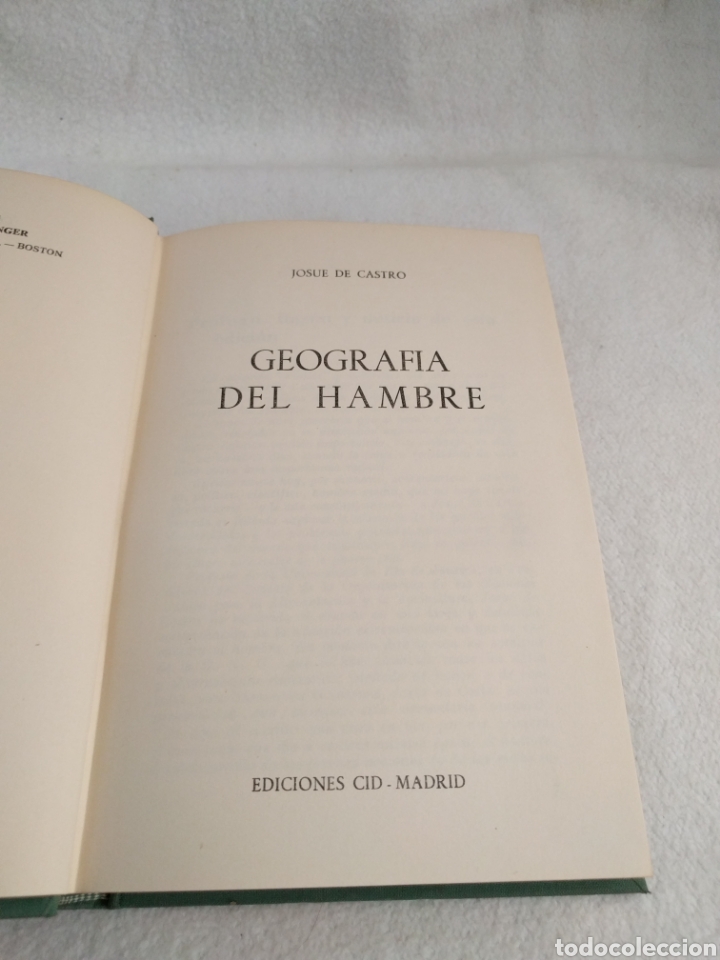 Libros de segunda mano: Geograf&iacute;a de hambre. V&oacute;rtice. - Foto 2