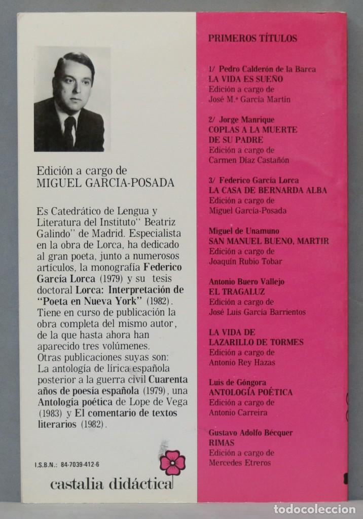 Libros de segunda mano: 1986.- LA CASA DE BERNARDA ALBA. LORCA. CASTALIA - Foto 2