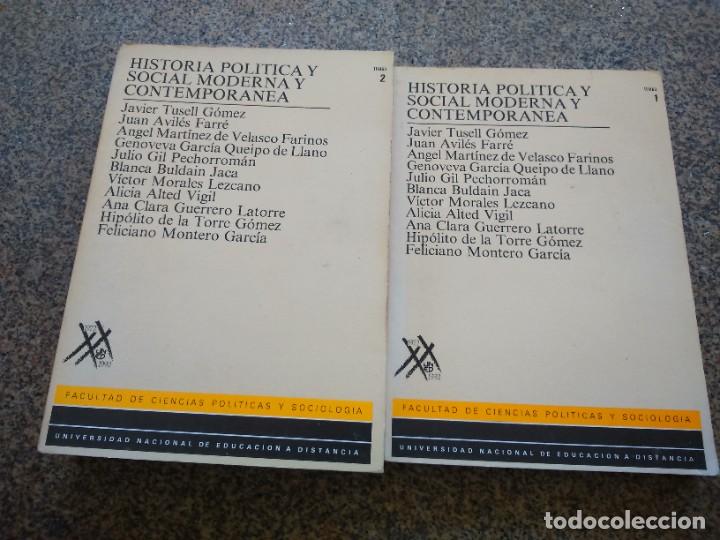 Libros de segunda mano: HISTORIA POLITICA Y SOCIAL MODERNA Y CONTEMPORANEA -- VARIOS AUTORES -- TOMO 1 Y 2 -- 1992 --