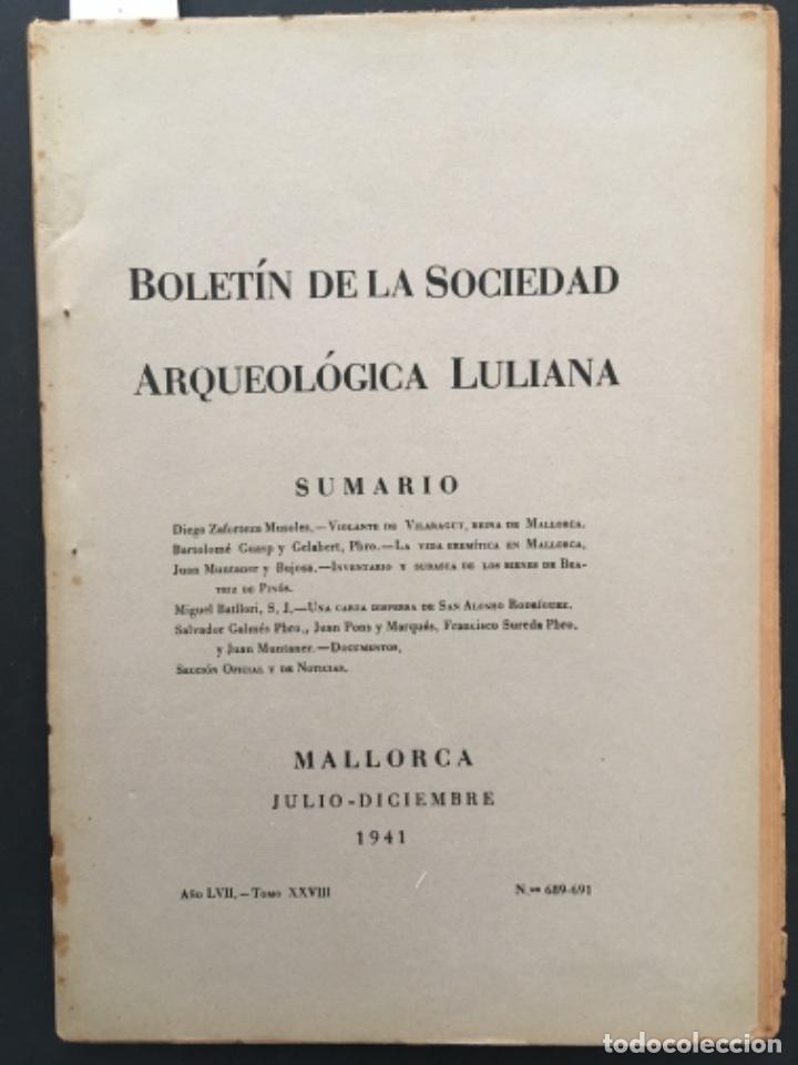 Livros em segunda m&atilde;o: BOLETIN DE LA SOCIEDAD ARQUEOLOGICA LULIANA, 689 A 691, TOMO XXVIII, A&Ntilde;O LVII