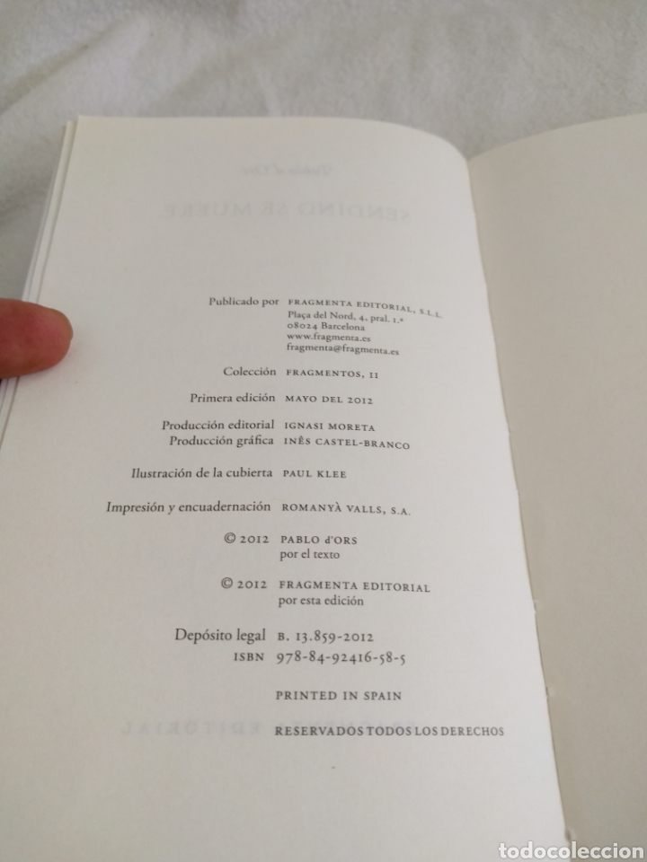 Libros de segunda mano: Pablo dors. Sendino se muere. Fragmenta editorial. - Foto 4