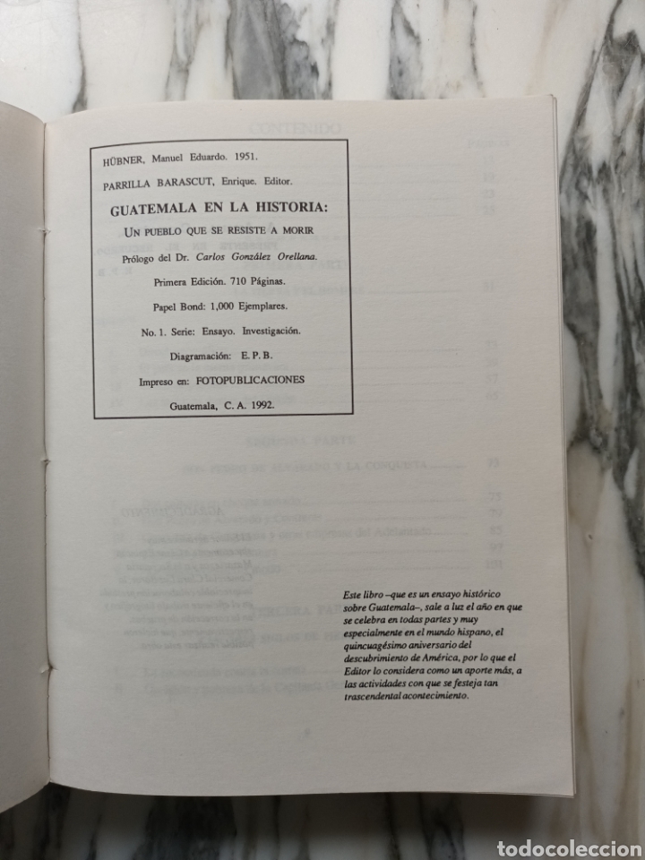 Libros de segunda mano: GUATEMALA EN LA HISTORIA - M. E. H&Uuml;BNER - E. PARRILLA BARASCUT - 1992 - Foto 2
