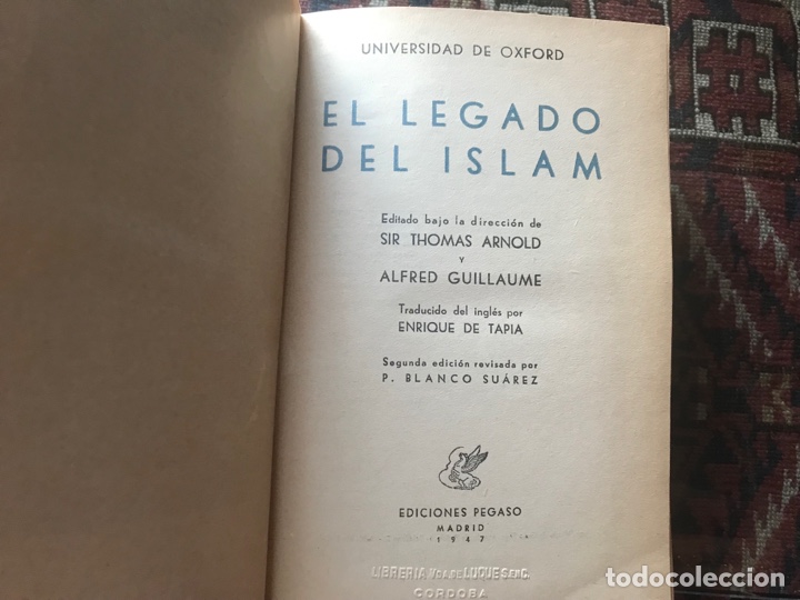 Libros de segunda mano: El legado del islam. Madrid 1947. Pegaso - Foto 3