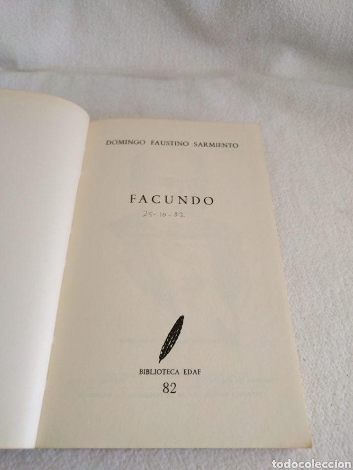 Libros de segunda mano: Facundo. Biblioteca edaf de bolsillo. D f Sarmiento - Foto 3