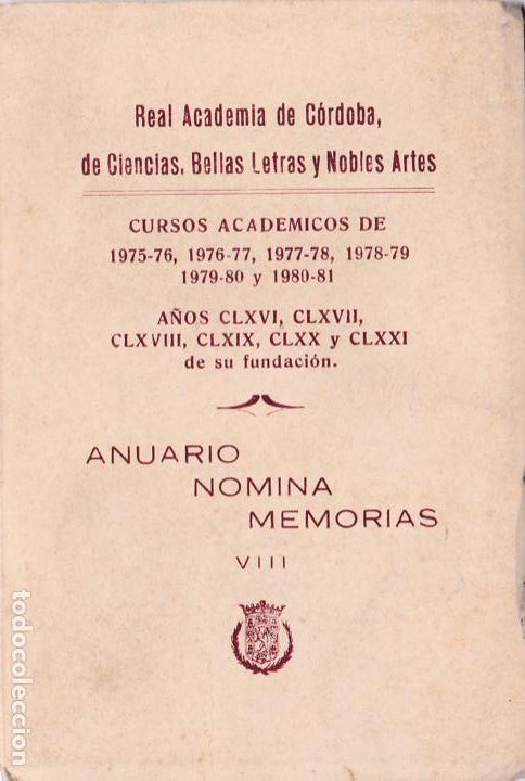 Livres d'occasion: Real Academia de C&oacute;rdoba de Ciencias, Bellas Letras y Nobles Artes Cursos acad&eacute;micos de 1975...