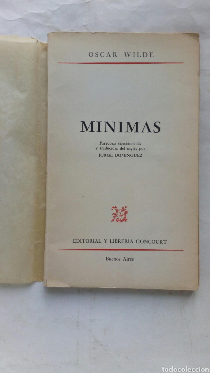Libros de segunda mano: Minimas (Selecci&oacute;n de paradojas). Oscar Wilde. - Foto 1