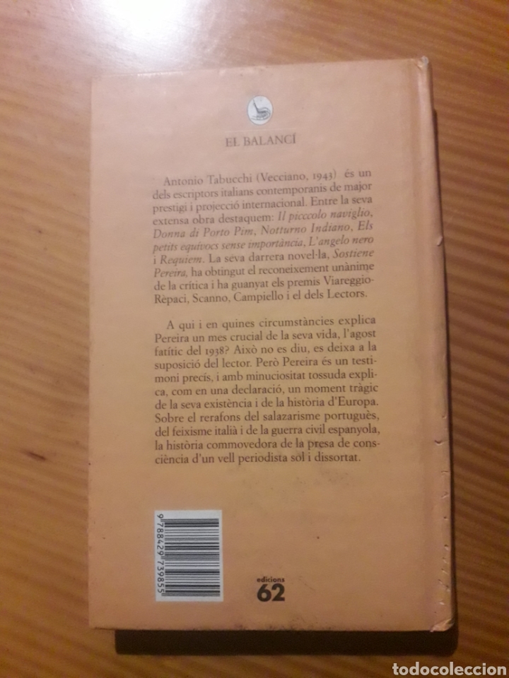 Libros de segunda mano: Afirma Pereira Antonio Tabucchi - El balanci - en catal&agrave; - Foto 2