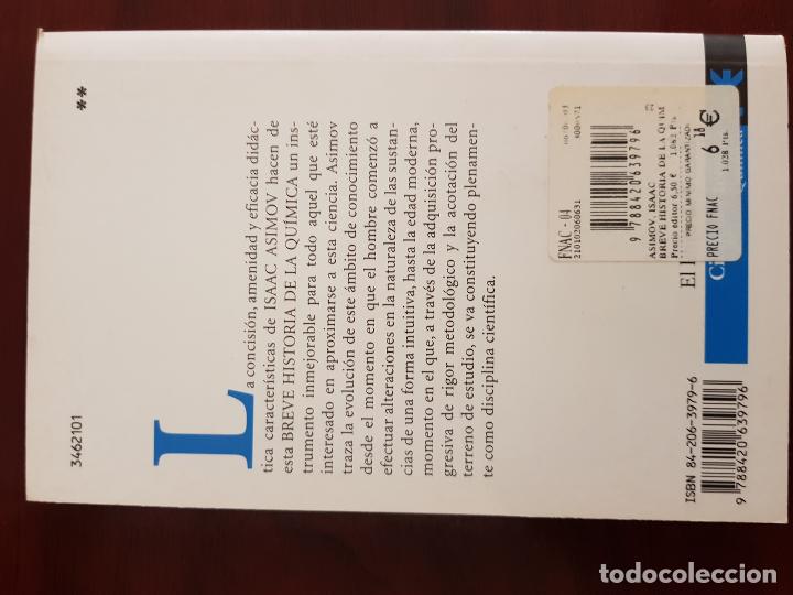 Libros de segunda mano: Breve historia de la qu&iacute;mica - Isaac Asimov - Foto 2