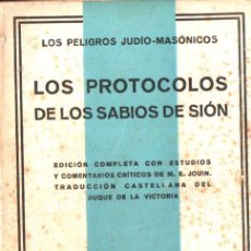 Libros de segunda mano: LOS PROTOCOLOS DE LOS SABIOS DE SIÓN (FAX, 1939)