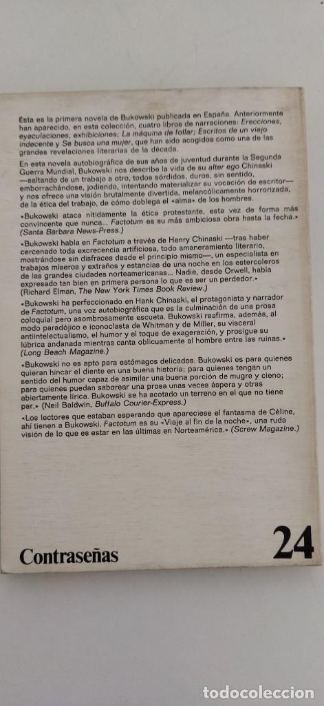 Libros de segunda mano: Factotum.- Bukowski.- Ed. Anagrama. - Foto 2