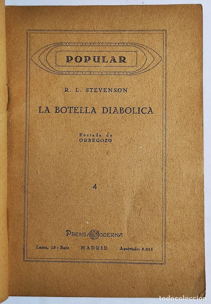Libros de segunda mano: R.L. STEVENSON. LA BOTELLA DI&Aacute;BOLICA. POPULAR. - Foto 2