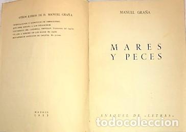 Libros de segunda mano: MANUEL GRA&Ntilde;A ... MARES Y PECES ... 1953 - Foto 2