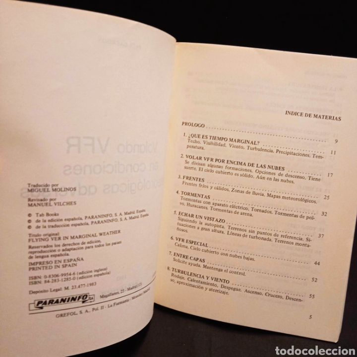 Libros de segunda mano: VOLANDO VFR EN CONDICIONES METEOROL&Oacute;GICAS ADVERSAS - PAUL GARRISON - PARANINFO 1983 - Foto 3