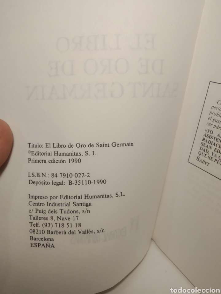 Libros de segunda mano: El libro de oro. Saint Germain. A&ntilde;o: 1990. Humanitas - Foto 3