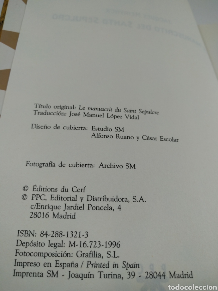 Libros de segunda mano: El manuscrito del Santo sepulcro. Jacques Neirynck. PPC. - Foto 3