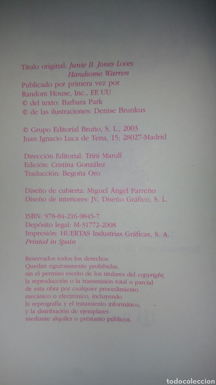 Libros de segunda mano: Junie B. Jones. Barbara Park, editorial bru&ntilde;o, S. L. 2003 - Foto 9
