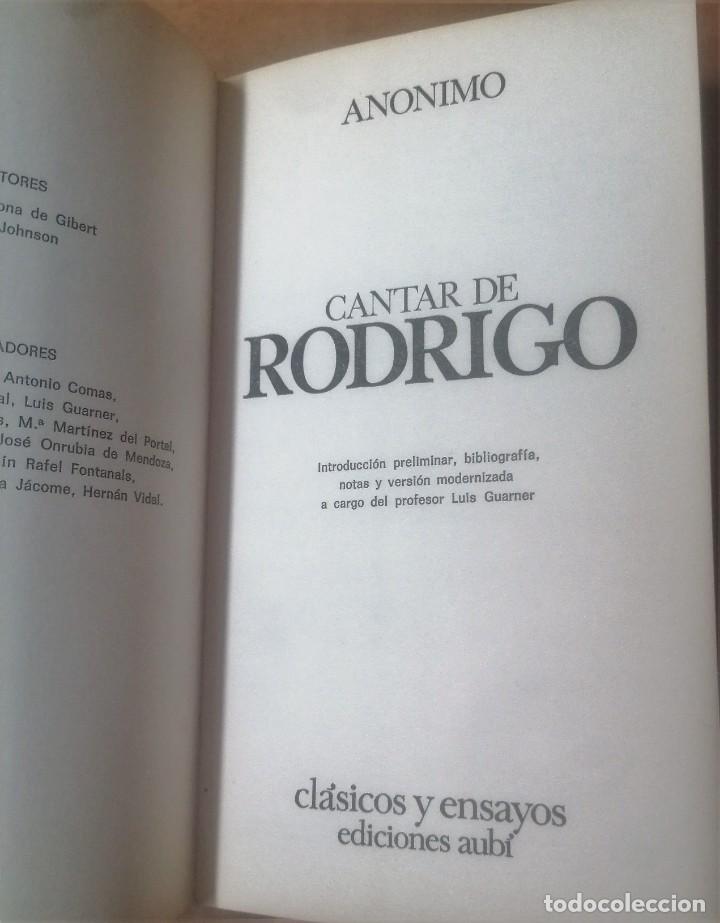 Libros de segunda mano: An&oacute;nimo, Cantar de Rodrigo, ediciones Aub&iacute;, Zaragoza, 1973 - Foto 3