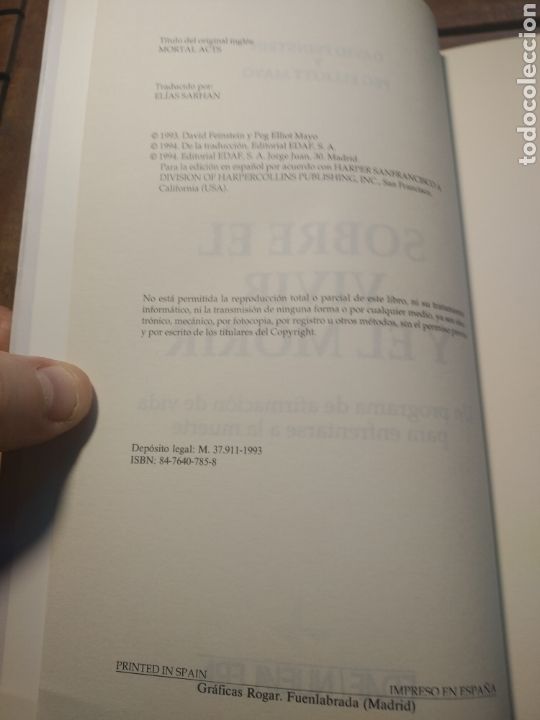 Libros de segunda mano: Sobre el vivir y el morir. David feinstein. Peg elliot mayo. Edaf. Primera edici&oacute;n. - Foto 3