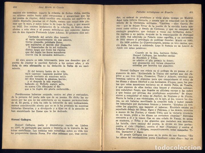 Libros de segunda mano: COSS&Iacute;O, Jos&eacute; Mar&iacute;a de. F&aacute;bulas Mitol&oacute;gicas en Espa&ntilde;a. 1952. - Foto 3