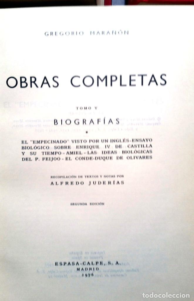 Libros de segunda mano: OBRAS COMPLETAS - GREGORIO MARA&Ntilde;ON TOMOS V, VI VII - Foto 4