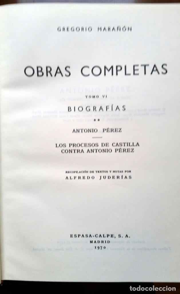 Libros de segunda mano: OBRAS COMPLETAS - GREGORIO MARA&Ntilde;ON TOMOS V, VI VII - Foto 5