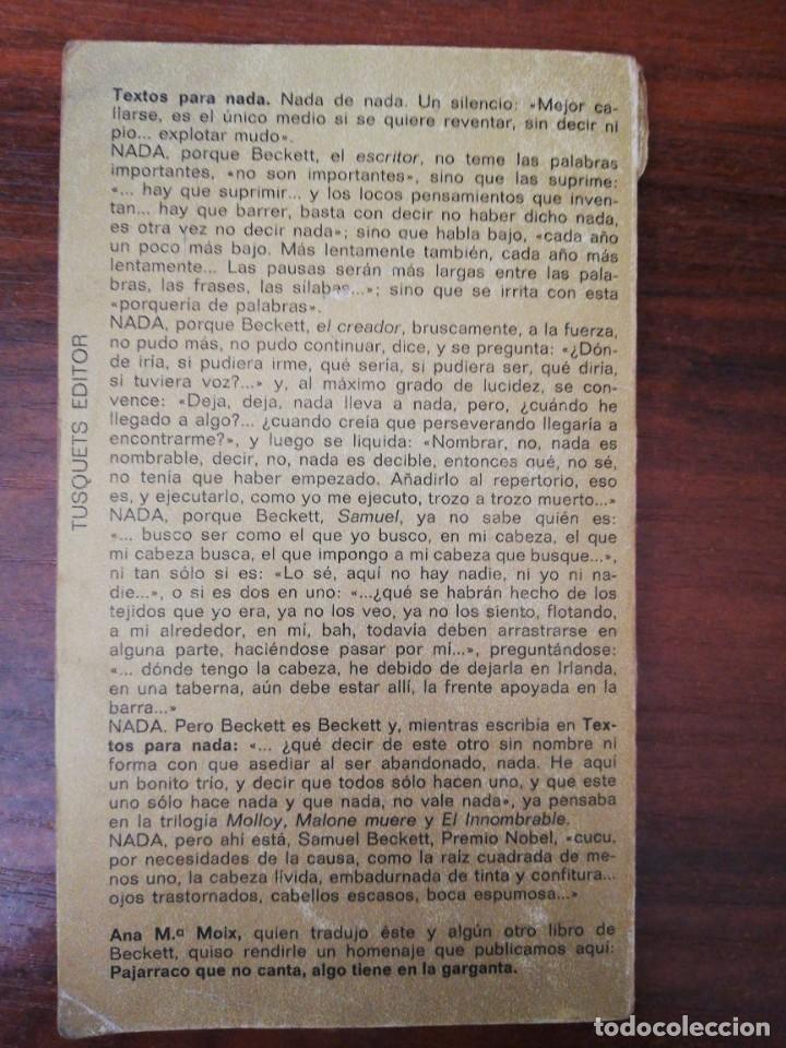 Libros de segunda mano: Textos para nada.- Beckett, Samuel. 1&ordf; EDICI&Oacute;N, 1971 - Foto 3