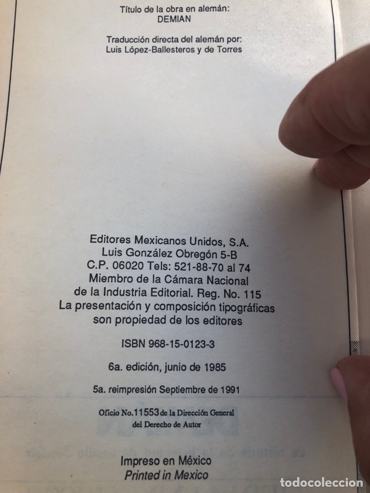 Libros de segunda mano: &ldquo;DEMI&Aacute;N&rdquo; de Hermann Hesse - Foto 3