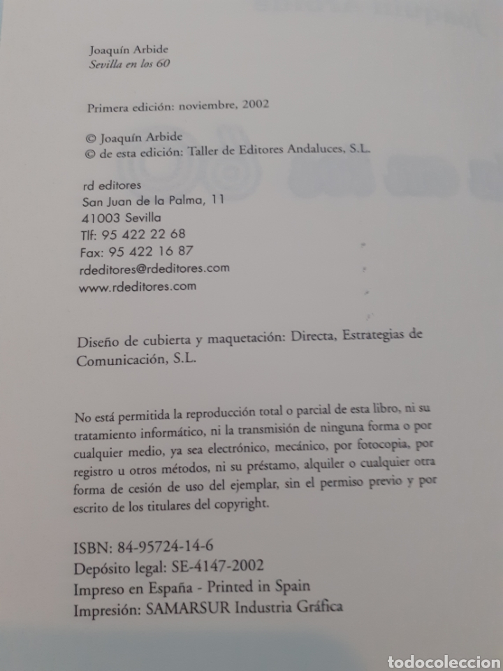 Libros de segunda mano: SEVILLA EN LOS 60, JOAQUIN ARBIDE, RD EDITORES, BUEN ESTADO - Foto 2