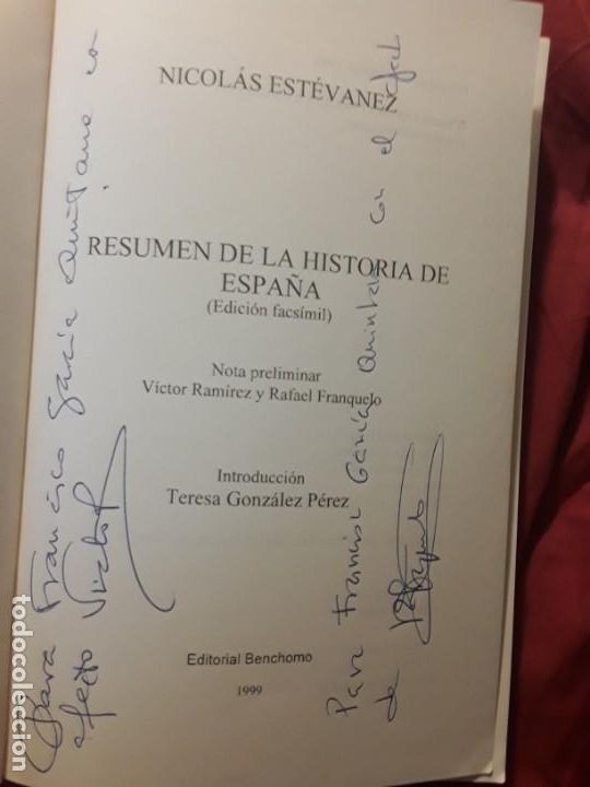Libros de segunda mano: Resumen de la historia de Espa&ntilde;a (facs&iacute;mil), de Nicol&aacute;s Est&eacute;vanez. Dedicado - Foto 2