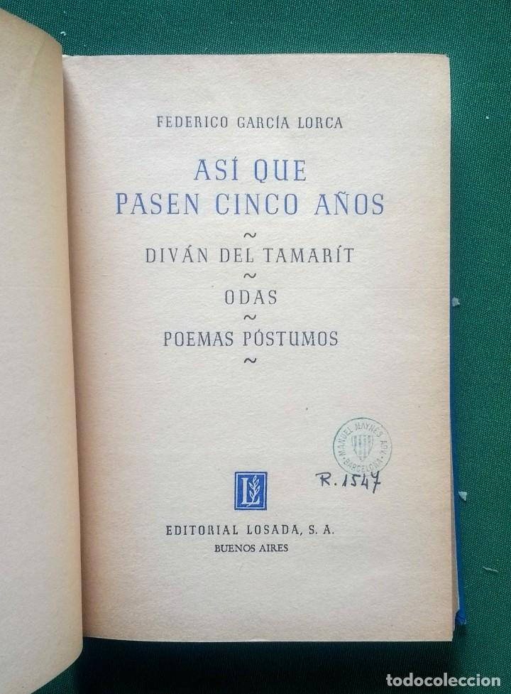 Libros de segunda mano: OBRAS COMPLETAS DE GARC&Iacute;A LORCA - VOL. V - LOSADA 1944 - Foto 2