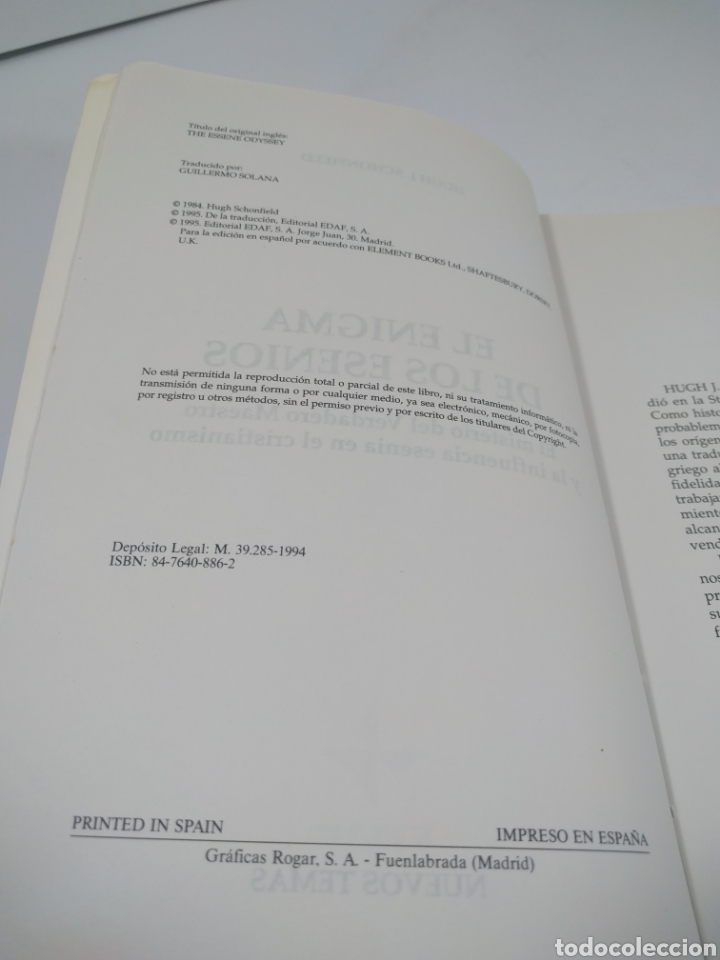 Libros de segunda mano: El enigma de los Esenios. Hugh Schonfield. Edaf. - Foto 4