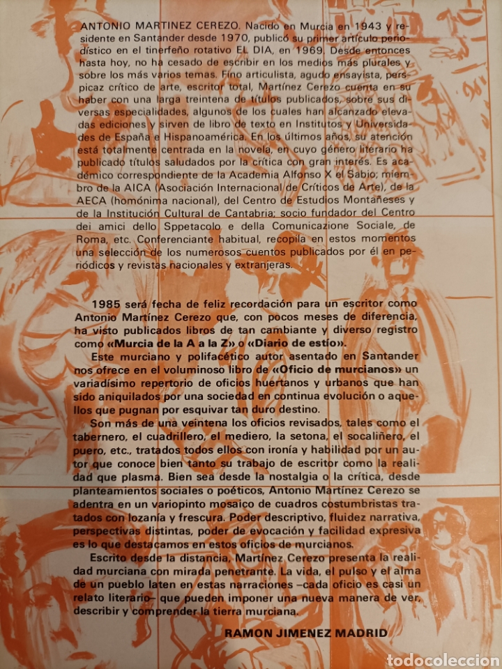 Libros de segunda mano: Oficio de murcianos. Antonio Mart&iacute;nez Cerezo. - Foto 3