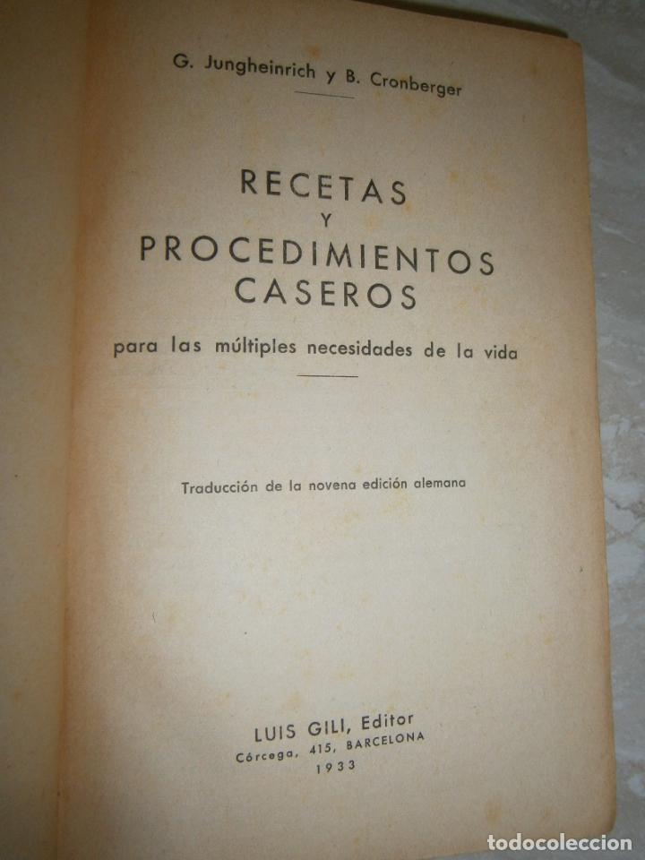 Libros de segunda mano: ANTIGUO LIBRO - RECETAS Y PROCEDIMIENTOS CASEROS - LC2 - Foto 2