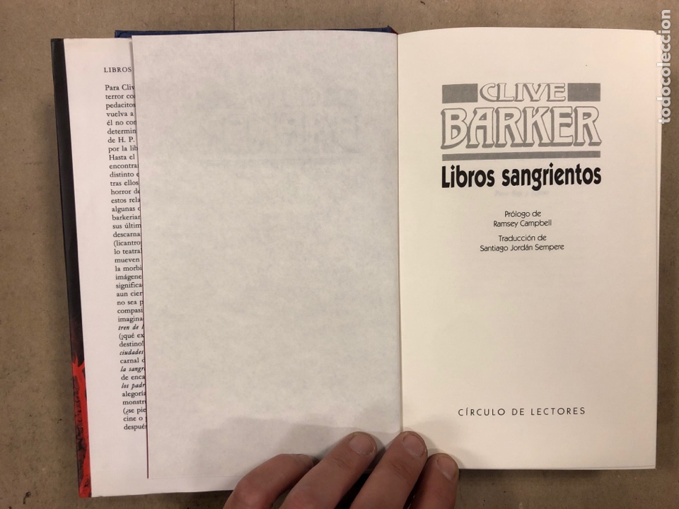 Libros de segunda mano: LIBROS SANGRIENTA. CLIVE BARKER. C&Iacute;RCULO DE LECTORES 1991. - Foto 2