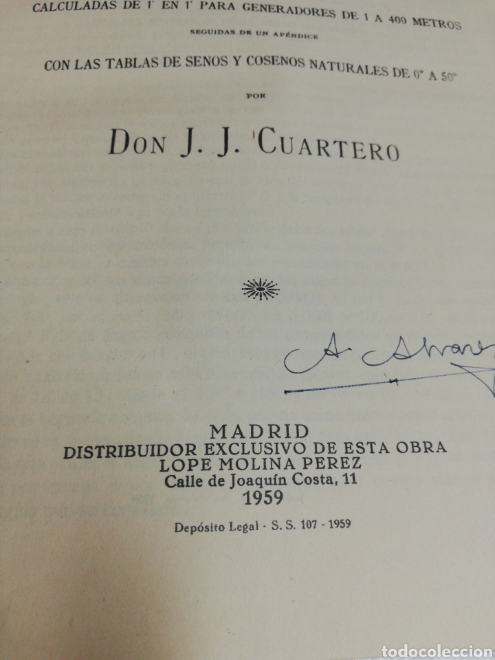 Libros de segunda mano: Tablas taquim&eacute;tricas. Don J. J. Cuartero. 1959. - Foto 8