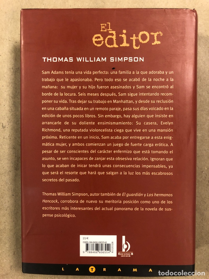Libros de segunda mano: EL EDITOR. THOMAS WILLIAMS SIMPSON. EDICIONES B 2002 (1&ordf; EDICI&Oacute;N). - Foto 2