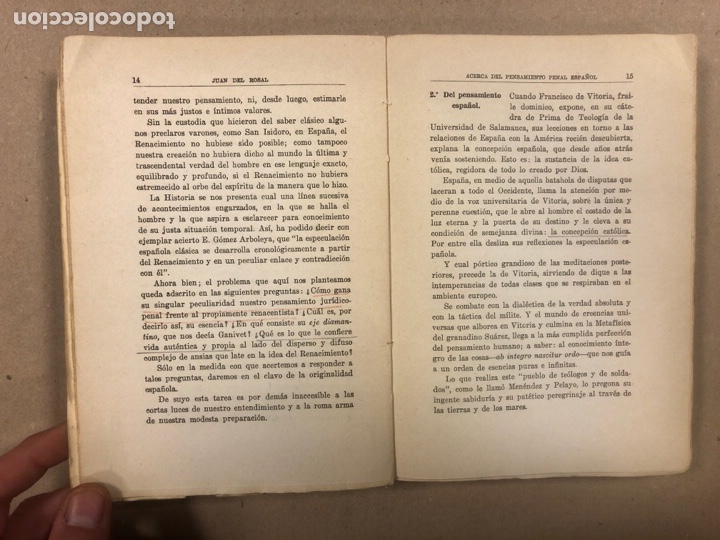 Libros de segunda mano: ACERCA DEL PENSAMIENTO PENAL ESPAÑOL Y OTROS PROBLEMAS PENAL. JUAN DEL ROSAL. ED. ALDECOA 1942. - Foto 3 - 299581783