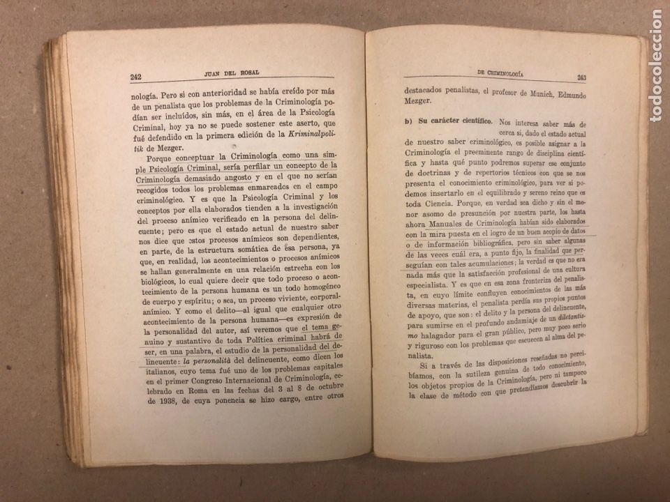 Libros de segunda mano: ACERCA DEL PENSAMIENTO PENAL ESPAÑOL Y OTROS PROBLEMAS PENAL. JUAN DEL ROSAL. ED. ALDECOA 1942. - Foto 7 - 299581783