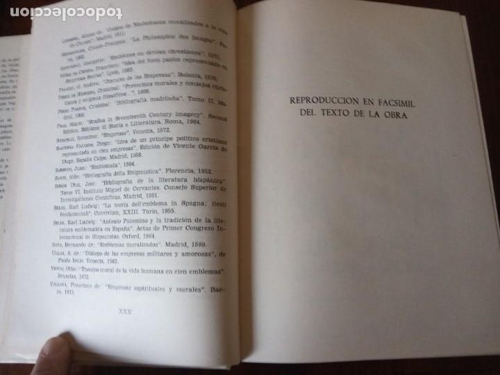 Libros de segunda mano: EMBLEMAS MORALES. SEBASTIAN DE COVARRUBIAS. FACSIMIL. - Foto 4