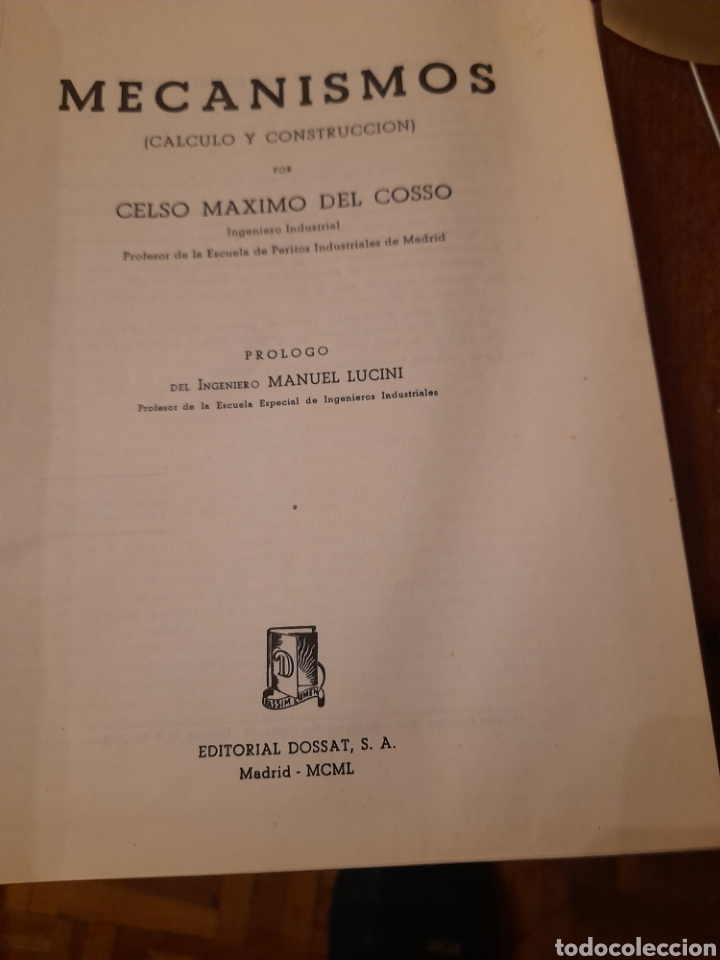Libros de segunda mano: Mecanismos,C&aacute;lculo y Construcci&oacute;n, Editorial Dossat de 1950 - Foto 2