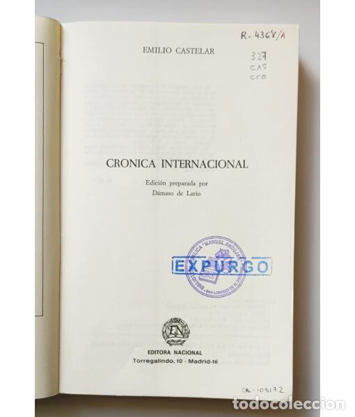 Libros de segunda mano: CR&Oacute;NICA INTERNACIONAL. CASTELAR, Emilio. Editora Nacional. 1982. - Foto 2