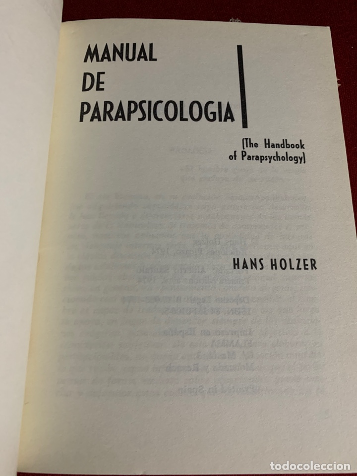 Libros de segunda mano: Manual de Parapsicolog&iacute;a. Hans Holzer. - Foto 3