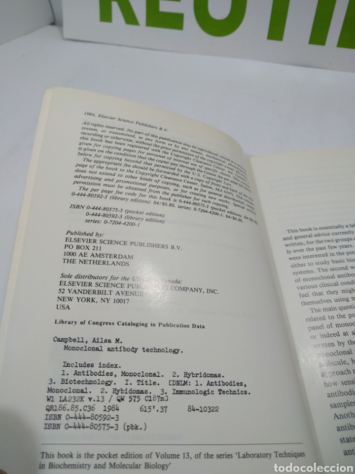 Libros de segunda mano: Monoclonal antibody Technology. Alisa M Campbell. Elsevier - Foto 4