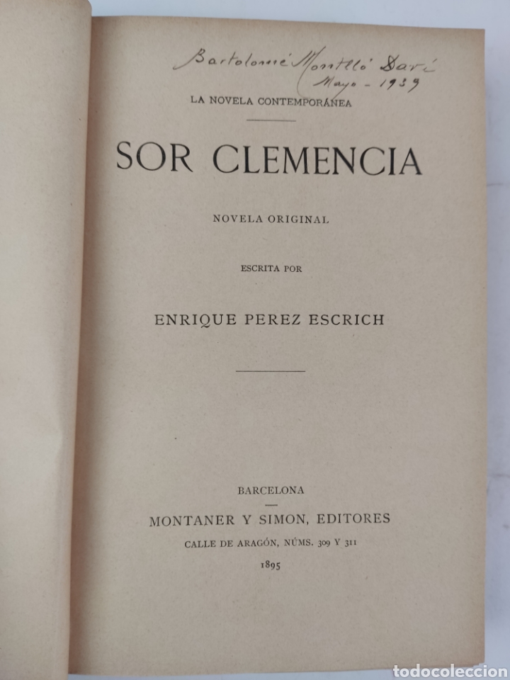 Libros de segunda mano: L-2605 SOR CLEMENCIA, E.P.ESCRICH, 1895 - Foto 4