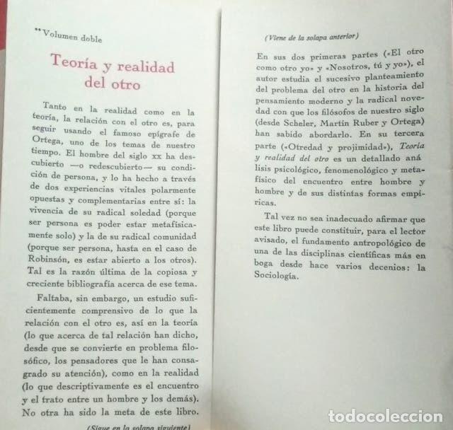 Libros de segunda mano: TEORIA Y REALIDAD DEL OTRO - LAIN ENTRALGO - Foto 3